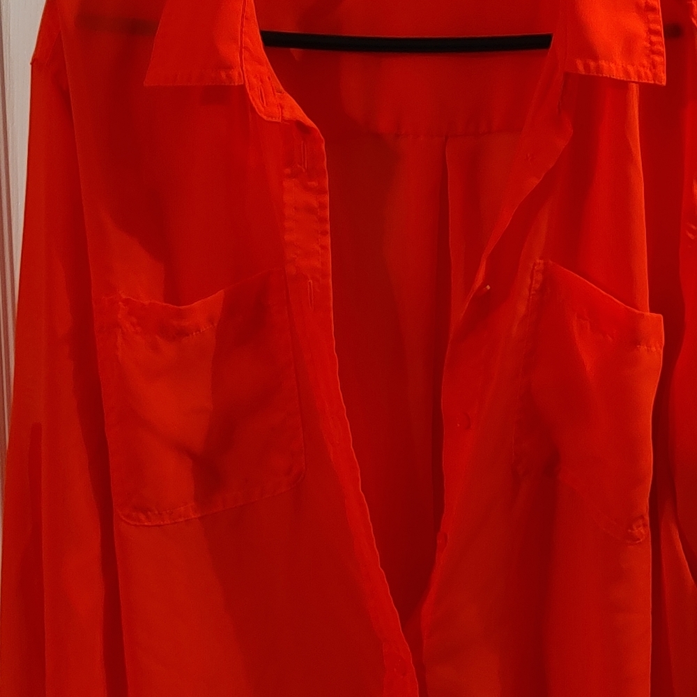Victoria's secret sheer red blouse